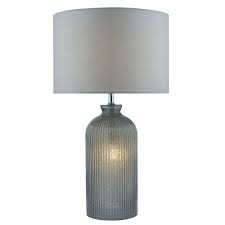 Light up your space with modern table lamps. Dar Lighting Pam4239 Pamplona 2 Light Glass Table Lamp In Grey Finish Complete With Grey Faux Silk Shade Castlegate Lights