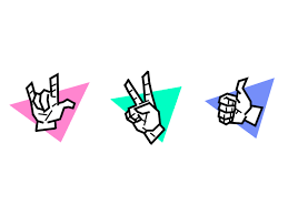 Hands Gif Illustration Fun Cool Like Thumbs Up Rock Peace Sign Gesture Simple Vector Black White Geometric Snapchat Images Design Jobs Animation