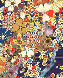 Equilter Japanese Import Hana Zukushi Big Blossoms Navy Blue Gold Japanese Imports Blue Gold Hana