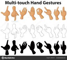 chart showing multi touch hand gestures stock vector