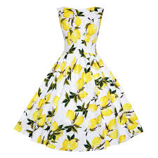 Audrey Lemon Print Swing Dress Vintage Style Dresses Lindy Bop Vintage Style Dresses Swing Dress Vintage Dresses
