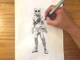 Use curved lines to outline the roughly rectangular shape of marshmello's torso. How To Draw Marshmellow Fortnite Season 7 Easy Drawing Tutorial Netlab