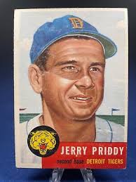 1953 Topps Baseball Card Jerry Priddy #113 Detroit Tigers