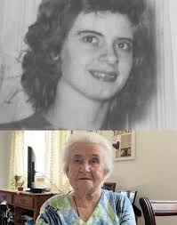 My mother age 12 weeks being held by her mother in May 1934. "1934 A  Century Of Progress" along the borders of the print.