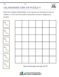 Free math puzzle worksheets for sports, games for preschool, kindergarden, 1st grade, 2nd grade, 3rd grade, 4th grade and 5th grade Math Puzzle Worksheets Salamander Line Up Puzzle 4 4th Grade Math Worksheets Free Math Online Math