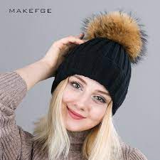 Winter Woman S Cap Winter Hat For Women Solid Knitted Women S Hat Cotton Skullies Beanies Winter Cap Warm Pom Winter Hats Winter Hats For Women Hats For Women