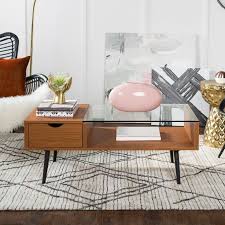 Carson Carrington Saltaro 42 Inch Mid Century Glass Top Coffee Table 42 X 22 X 18h Coffee Table Glass Top Coffee Table Faux Marble Coffee Table
