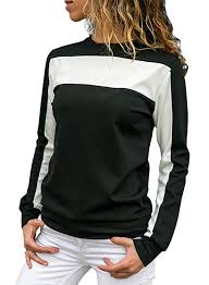 Dokotoo Womens Crewneck Long Sleeve Color Block Sweatshirt Pullover Tops