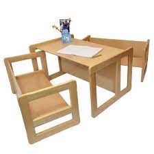 3 In 1 Childrens Wooden Furniture Set Of 3 2 Benches 1 Table Beech Wood Light Childrens Wooden Furniture Wood For Sale Kids Table Chair Set