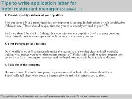 Hotel Restaurant Manager Application Letter