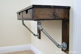 Easy Rustic Industrial Wall Mounted Desk Build Plans Wall Mounted Desk Wall Mounted Table Wall Desk