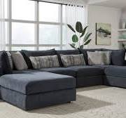 Eli Double Chaise Sectional Sofa - Ink Blue