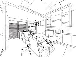 Interior Outline Sketch Drawing Perspective Of A Space Office Architecture Concept Drawings Architect Office Interior Interior Design Sketch