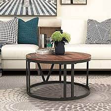 Amazon Com Round Coffee Table Industrial Coffee Table For Living Room Rustic Wood Center Table Living Room Coffee Table Coffee Table Round Coffee Table Rustic