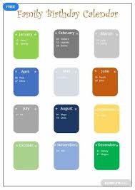 Free Family Birthday Calendar Template Pdf Word Doc Google Docs Apple Mac Pages Family Birthday Calendar Family Birthdays Birthday Calendar