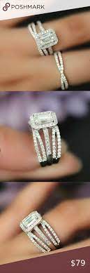 3pcs Set Gold Plated Engagement Wedding Ring Wedding Rings Engagement Wedding Rings Simulated Diamond Rings