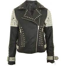 Women S Topshop Maddox Painted Studded Faux Leather Jacket 130 Liked On Polyvore Featuring Outerwear Jackets Black Multi Biker Jacket Faux Leather Ja