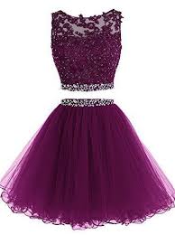 Elegant Purple Two Piece Prom Dress Short Homecoming Dress With Appliques By Fashiondressy In 2020 Purple Homecoming Dress Cute Prom Dresses Homecoming Dresses Short