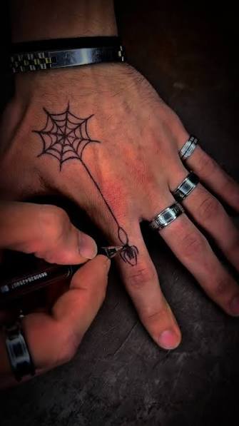 Spiderweb Hand Tattoo Design