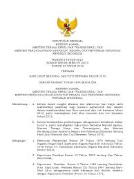 Surat keputusan bersama kepala … Sk Cuti Bersama