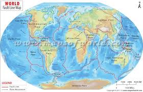 World Map Showing The Tectonic Plates Of The Earth Representing By Faults Lines Earthquake Fault Lines Map Plate Tectonics