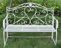 Shop quality bench seating exclusively at pottery barn®. Glamhaus Metal Garden Bench Seat Patio Furniture Foldable Antique White Beautiful Shabby Chic Handmade Vintage Metal Florence Amazon Co Uk Garden Outdoors