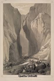 Balochs in the Bolan Pass (sniping down the British invaders passing through their territory towards Kandahar), 1839. Sketch by James Atkinson.