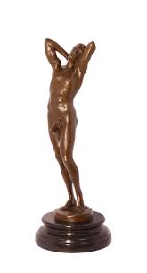 Amazon.de: Decoratie Bronzefigur Skulptur Motiv: Mann nackt auf  Marmorsockel Akt Bronze Höhe 31,6 cm