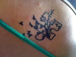 Black And White Puzzle Piece Tattoo Tattoo 3 Puzzle Piece W Cherry Blossom Branching Out Birds Flying Away In Memory Of My Great Grand Fly Away Tattoo Puzzle Piece Tattoo Life Tattoos