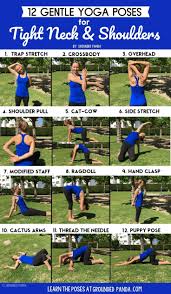 12 Gentle Yoga Poses To Relieve Tight Neck And Shoulders Gentle Yoga Yoga Poses For Back Easy Yoga Poses