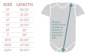 sizing chart toddler and kids onesies by cbo