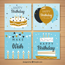 Within the online birthday card maker, you can have several photos on the screen at once, and click each to see how well it fits with your free online birthday card. Collection Of Four Birthday Cards In Flat Design Nohat Free For Designer