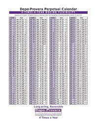 Birth Control Calendar Depo