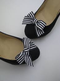 Black And White Striped Flats With Bows Black White Striped Bow Shoe Clips One Pair Free Shipping Etsy Shoe Clips Bow Shoes Shoe Makeover
