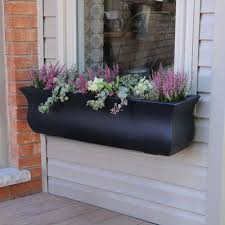 Winston Porter Kalf Self Watering Plastic Window Box Planter Wayfair In 2020 Window Planter Boxes Black Window Box Window Box