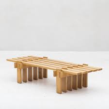 How many stools are on a glass top coffee table? Slatted Bench Coffee Table Danish Design 1960 S 163917
