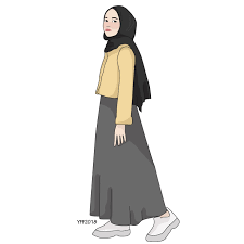 Gambar seorang muslimah memakai baju modis sedang berdiri. 17 Ide Hijab Logo Sketsa Model Pakaian Ilustrasi Model Pakaian Kartun Hijab