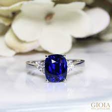 Vivd Royal Blue Sapphire Ring Blue Sapphire Wedding Ring Royal Blue Sapphire Ring Custom Wedding Rings