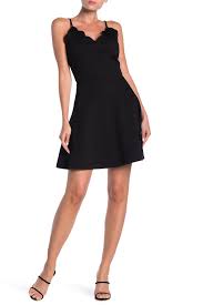 Scallop V Neck Fit Flare Dress