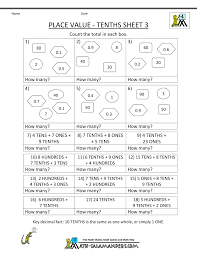 Free Math Place Value Worksheets Tenths 3 4th Grade Math Worksheets Math Worksheets 10th Grade Math Worksheets