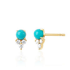 Maybe you would like to learn more about one of these? Ef Collection 14k Yellow Gold Diamond And Turquoise Stud Earrings