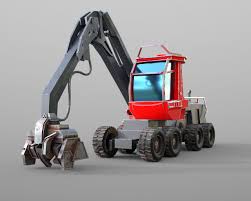 Komatsu Harvester 3d Model In 2020 Komatsu 3d Model Low Poly 3d Models