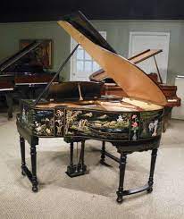 Play the video see more photos #869: Marionette Custom Painted Oriental Style Mini Grand Piano Antique Piano Shop