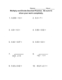 Multiply the decimals to find the product of the two decimal numbers, same like multiplying whole numbers. Multiply And Divide Decimals Worksheet