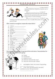 Vocabulary Revision 7 Crime And Punishment In 2020 Reading Worksheets Vocabulary Crime