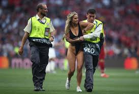 The hot female streaker displayed her obvious charms at the champions league final. Sexy Female Pitch Invader At Champions League Final Promotes X Rated Porn Site Vitaly Uncensored Which Offers Wild Pranks T And A No Rules