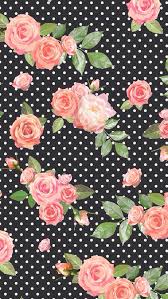 Floral Black Polka Dot Background Wallpaper Flower Wallpaper Dots Wallpaper Iphone Wallpaper Vintage