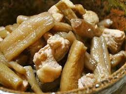 ずいきと鶏肉の煮物 by 孔燐 レシピ レシピ 煮物 料理