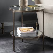 This is horseshoe nightstand metal finish: Lisman Round Metal Side Table Bronze Cult Furniture