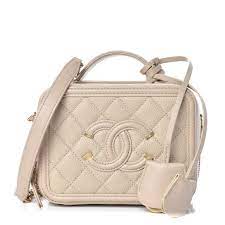 Beige made in italy material: Chanel Caviar Quilted Small Cc Filigree Vanity Case Light Beige 439892 Fashionphile